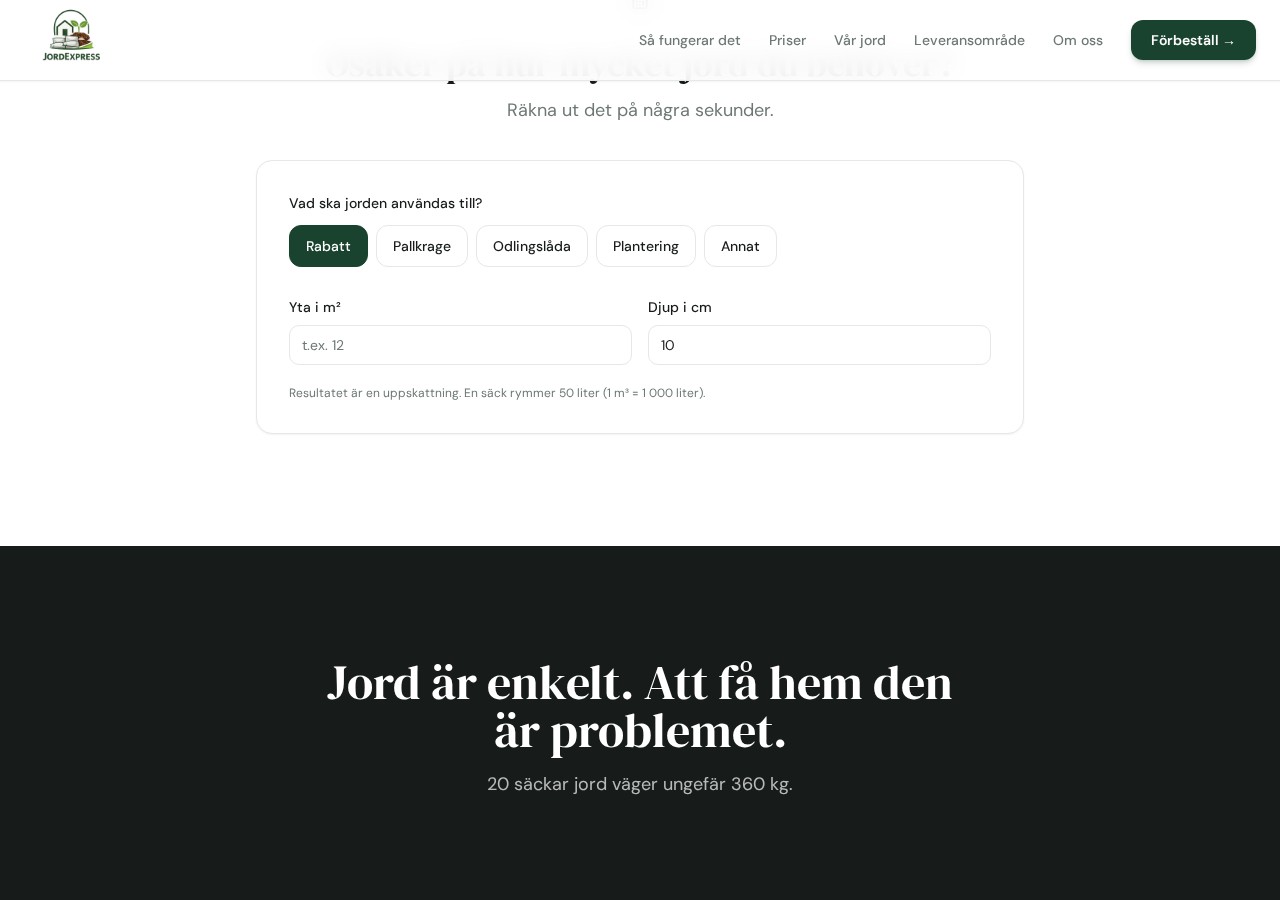 JordExpress digitala kalkylator för rätt mängd jord